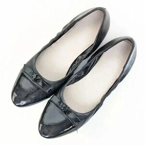 Cole Haan Grand OS Black Leather Ballet Bow Flats - 8